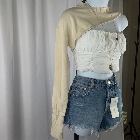 Zara Sweaters Zara Asymmetrical Cropped Sweatshirt Shrug Sweater